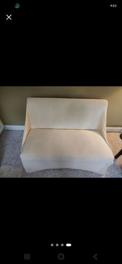 Cream Armless Loveseat Sofa