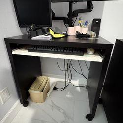 Small Black Desk With Wheels