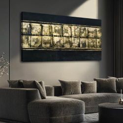 WINKAILIN Abstract Wall Decor Gold Square Painting on Black Background Bedroom