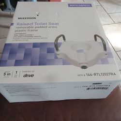 Raised Toilet Seat,McKESSON,Bath Safety, Light Weight,,Removable Padded  arms, Plastic Frame