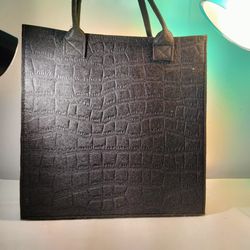 Women's Wool Large Handbag/Tote Box Black 