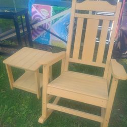 Solid Wooden Rocker Chair With A Side Table New 