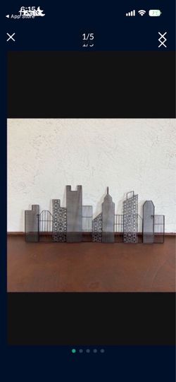 One Lightweight Metal Wall Sculpture Decor Art City Buildings Cityscape