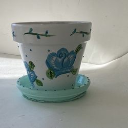 Decoupaged And Hand Painted Flower Pot