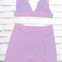 Unbranded Womens Size Large Bubblegum Pink Skims Dupes Workout Set •Shorts & Bra