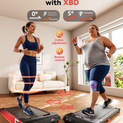 Walking Pad with Incline,Under Desk Treadmill for Home Small Office,2.5HP Low Noise Portable Treadmill with 330 Lbs Capacity,Remote Control and LED Di