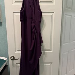 Purple Evening Dress With Embellished Neckline