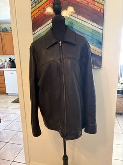 brand new REACTION – Kenneth Cole genuine, leather men’s black jacket, RN number 78470