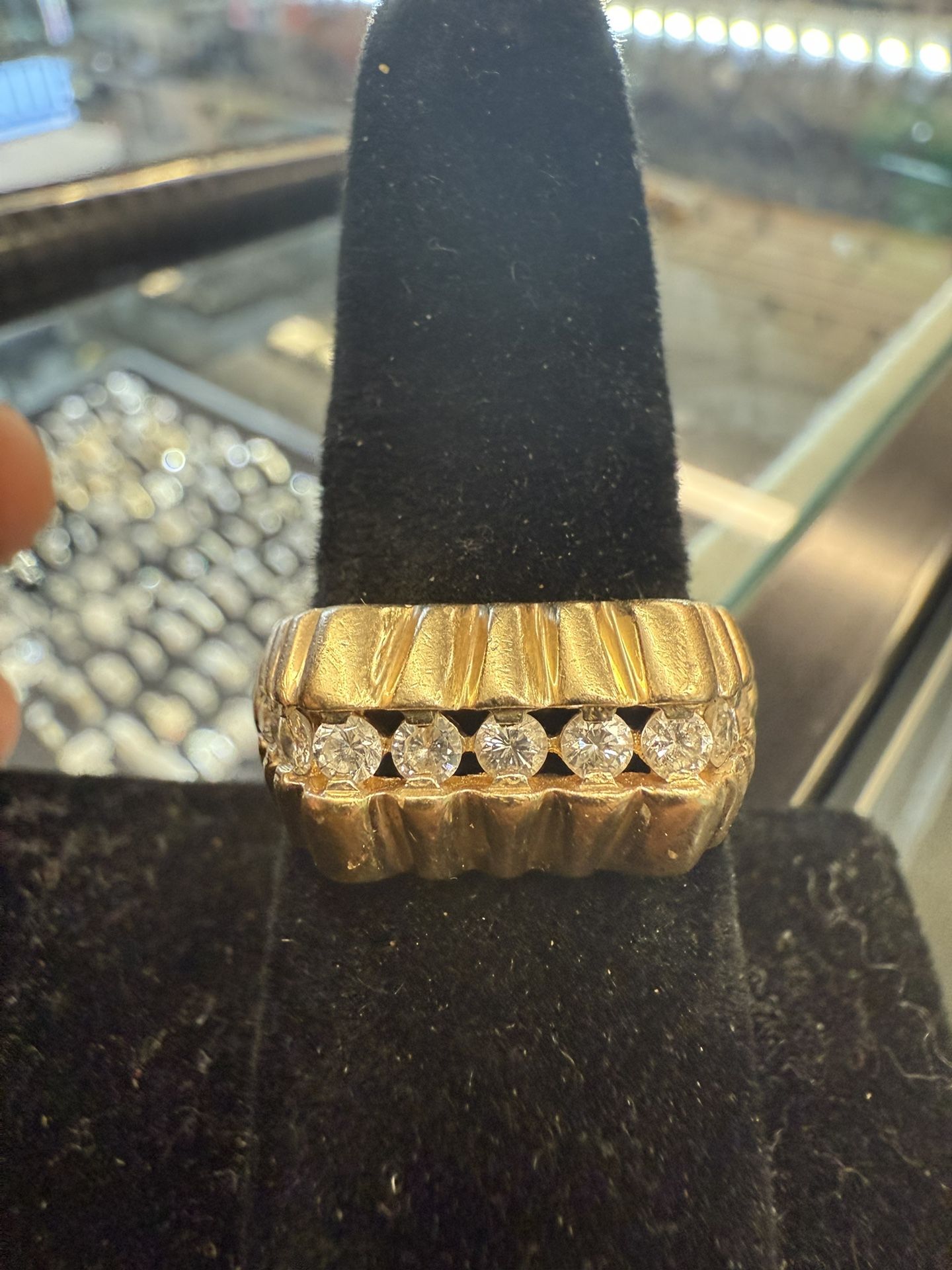 14KT Ring W/ Channeled Diamonds 41032-1