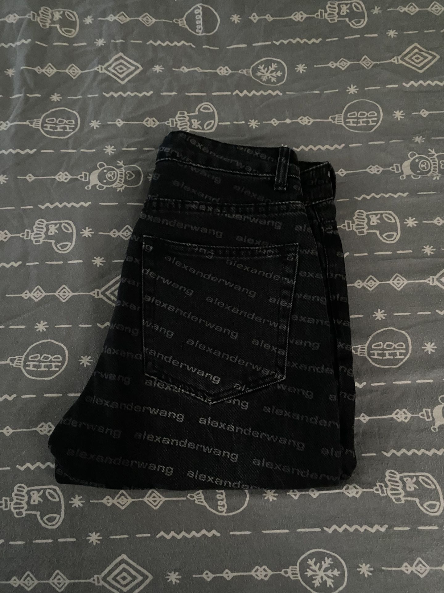 black alexander wang jeans logo print all around
