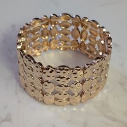 Gold Tone Bracelet | Cuff Bracelet with a Hammered Texture