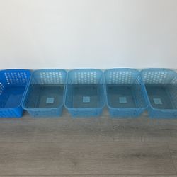5 Plastic Storage Bins 8.5” X 14” 