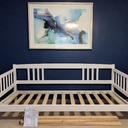 White Full-Size Daybed Frame – Solid Wood