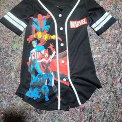 Marvel Comics Baseball Jersey Womens S Black Button Down