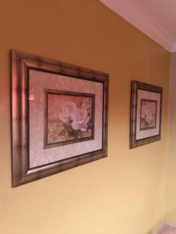 Framed Rose Floral Wall Art Set of 2