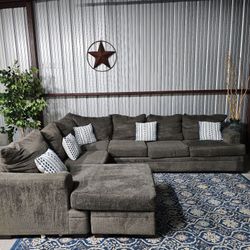 Large Gray Sectional Couch