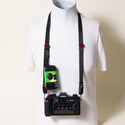Black Red Dual Adjustable Camera Neck Strap 30-52", Peak Design Quick Release