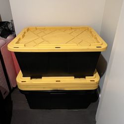 Heavy Duty Plastic Storage Bins (Pack Of 4)