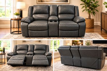 Brown Reclining Loveseat with Center Console