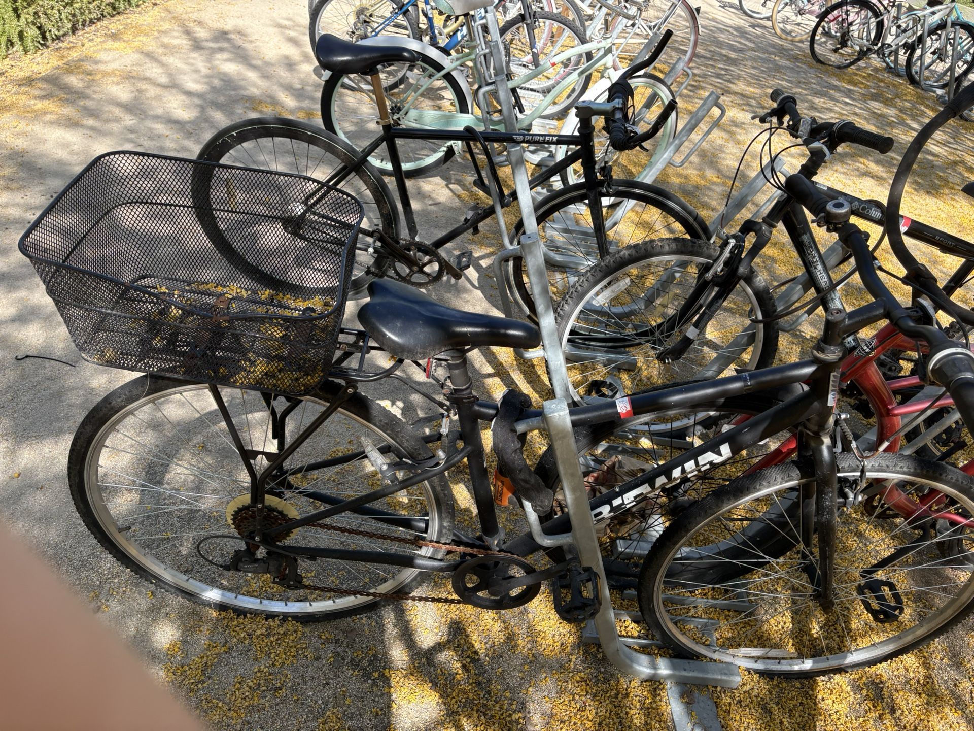 Black bike With Basket And Lock