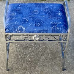 Silver Metal Vanity Stool