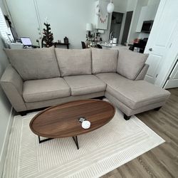 L-Shaped Sectional Couch - Natural Gray Lightly Used 