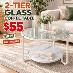 ✨ NEW 2-Tier Glass Coffee Table – Modern Round Design