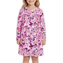 Hanna Andersson Hearts Long Sleeve Cotton Dress Size 120 (6-7) Pink Purple