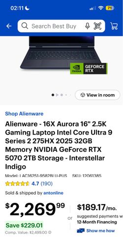 Alienware Gaming Laptop Intel Core Ultra