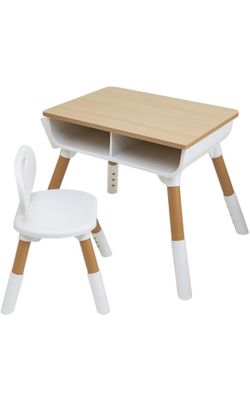 Kids Desk And Chair Set Adjustable Height Wood Top