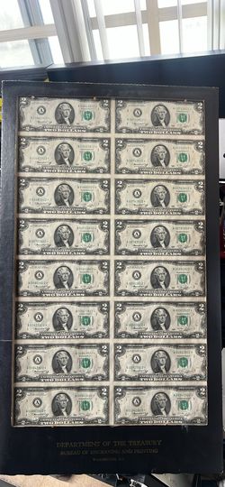 1976 $2 Star Notes Uncut Sheet Of 16