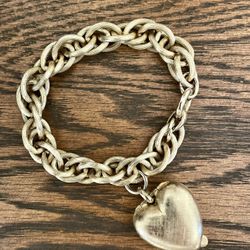 “Napier” Brand Thick Gold Plated Chunky Heart Locket Bracelet