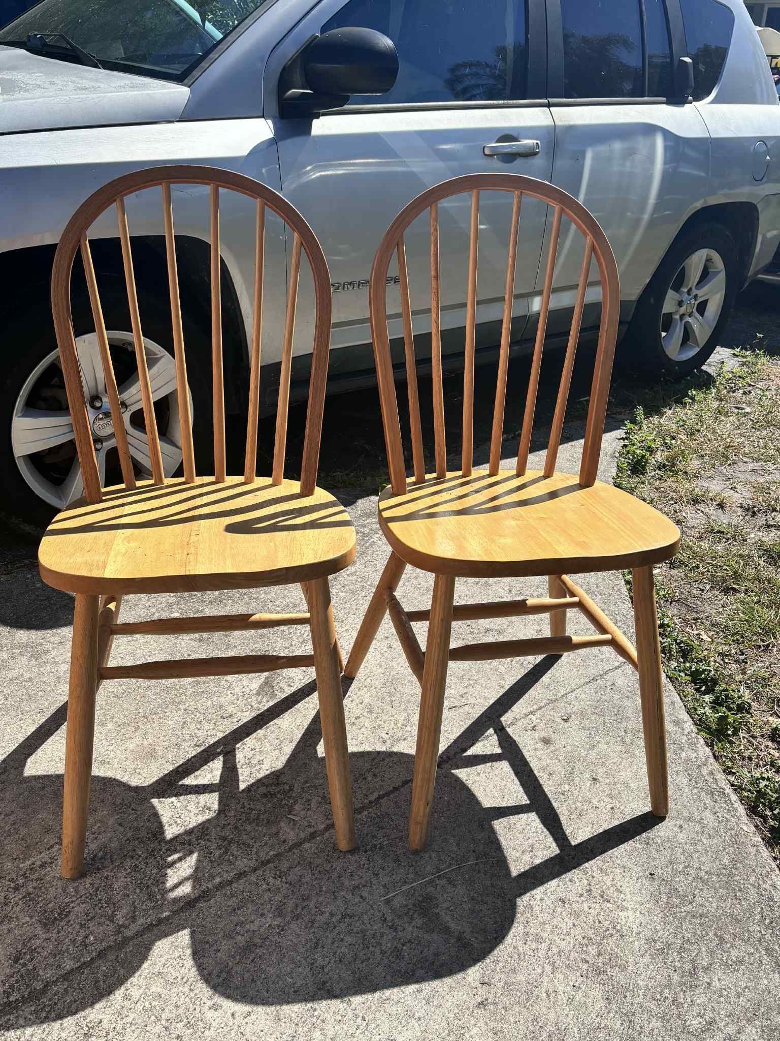 Pair Of Solid Wood Kitchen Chairs