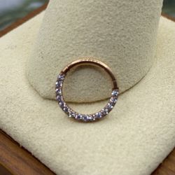 Rose Gold Septum,Daith Piercing Surgical Steel Hinged Clicker Ring. 8mm 