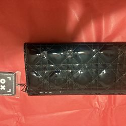 Dior Lady Dior Patent Cannage Long Wallet