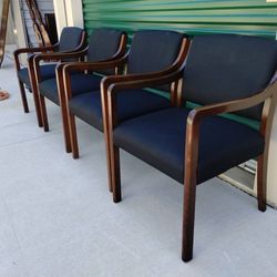 (4) Vintage 1990's Black Fabric Office Chairs - Made in NC!