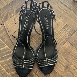 Ralph Lauren black heels with stones 8.5