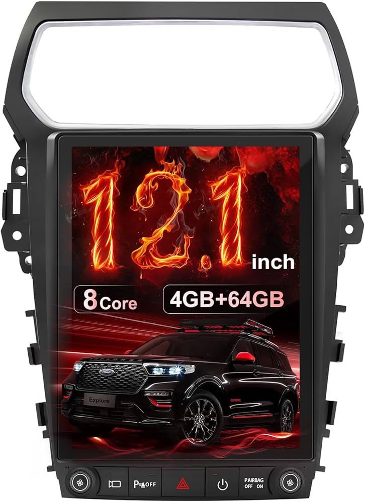 12.1" Car Stereo for Ford Explorer 2011-2019, 4+64G CarPlay GPS Touchscreen