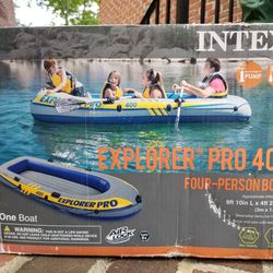 NIB Intex Inflatable Explorer Pro 400 Four-Person Boat, Oars/Pump Not Included