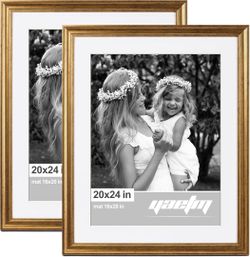 Yaetm 20x24 Gold Picture Frame Set of 2, Matted