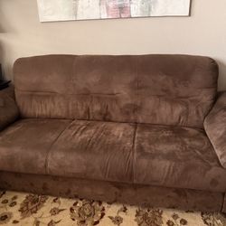 Chocolate Brown Microsuede Couch / Sofa – Excellent Condition $175 