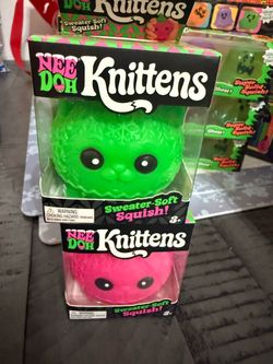 Nee Doh Knittens Squish Toys – Green & Pink