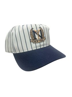 Pinstripe New York Baseball Cap with Embroidered Logo Blue & White