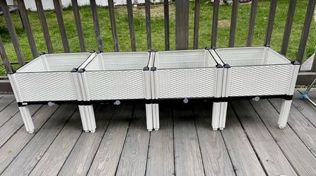 White Raised Garden Bed / Self Watering Planters x 4