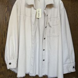 LA Miel  Daisy Corduroy Jacket / Ivory / Medium Oversized 