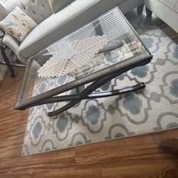 MAKE ME AN OFFER -Glass Coffee Table And 2 Matching Glass Tables 