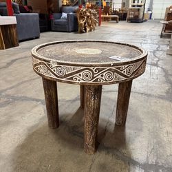 MEGA SALE! Solid Wood Tribal End Side Table (70% OFF)