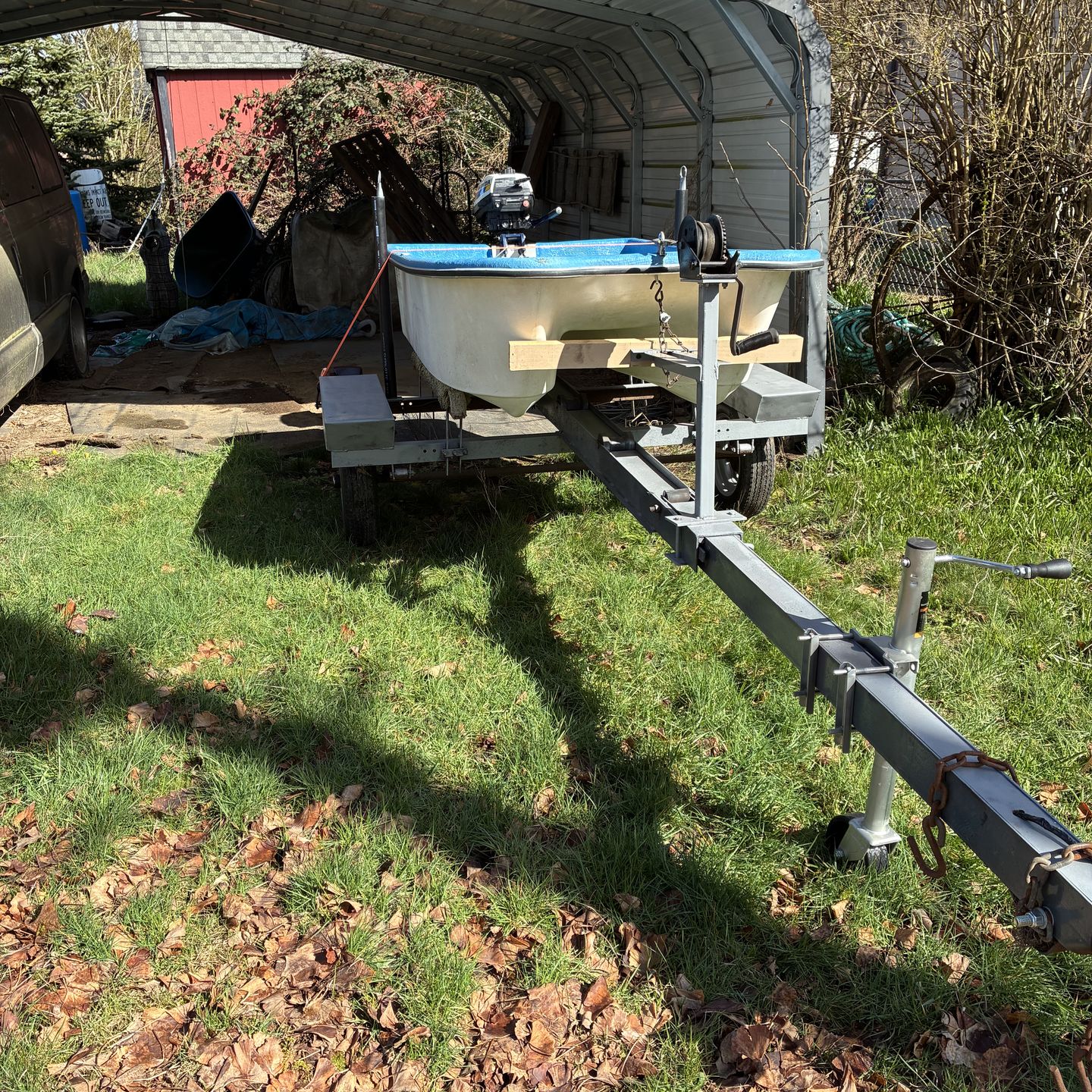 7’ Livingston titled galvanized trailer and 2 hp evinrude