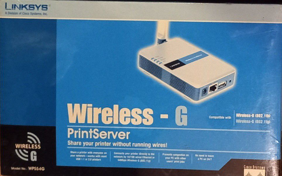 Linksys Wireless-G Print Server SEALED