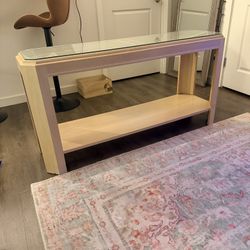 Console Table w/Glass Top, Very Nice And Sturdy